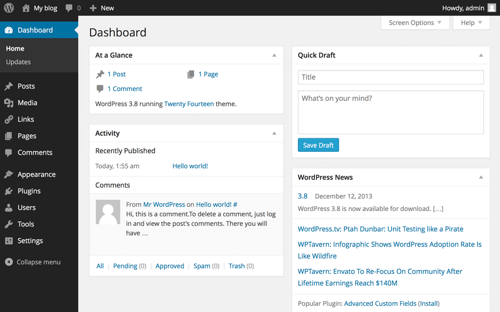 WordPress Dashboard